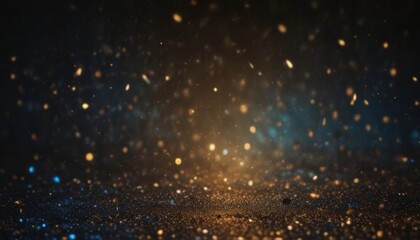 background of abstract glitter lights. blue, gold and black. de focused. banne