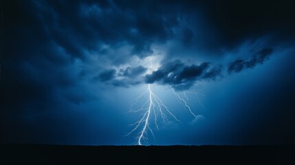 Spectacular Lightning Bolt Illuminating the Night Sky During a Thunderstorm