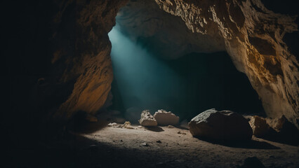 ight coming from a cave into the dark - Powered by Adobe