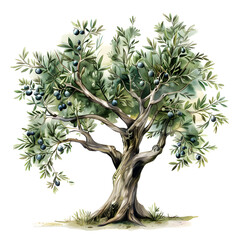 Trees front view, PNG, watercolor style vector tree, olive tree, architectural element, PNG bundle, vector clipart, transparent background