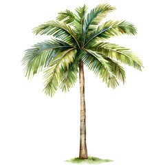 Obraz premium Trees front view, PNG, watercolor style vector tree, palm tree, architectural element, PNG bundle, vector clipart, transparent background