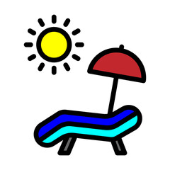Beach Chair Line Filled Icon Design