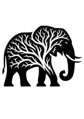 Wooden Elephant SVG, Animal Tree, Elephant Design, Elephant Silhouette, Elephant Head SVG, Africa SVG, Elephant Clipart, Elephant Cut file for Cricut, Elephant Art Print