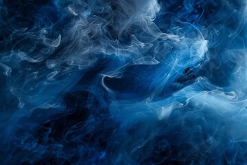 Dark blue and white smoke intertwining in a dynamic and abstract pattern
