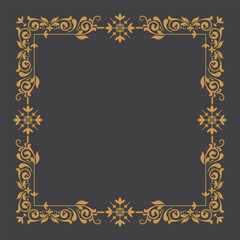 Golden Vintage frame Ornament in square Size.Golden Border ornament.Suitable for wedding invitation card.