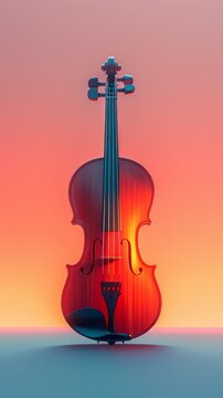 A serene, minimalist illustration of a musical instrument, a violin, softly lit against a plain background, perfect for a soothing New Years Day greeting