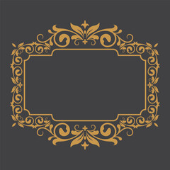 set of Golden Vintage frame Ornament . Golden Border ornament with crown. Vintage Name Tag ornament. Suitable for wedding invitation card. Vintage frame Ornament