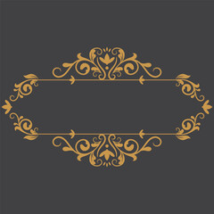 set of Golden Vintage frame Ornament . Golden Border ornament with crown. Vintage Name Tag ornament. Suitable for wedding invitation card. Vintage frame Ornament