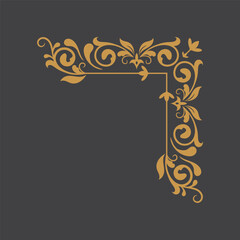 Golden Vintage Corner Ornament.Golden Border ornament.Suitable for wedding invitation card. classic frame corner ornament.
