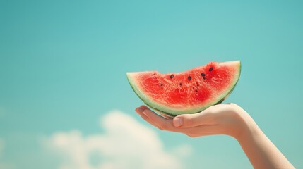A person holding a slice of watermelon in their hand.