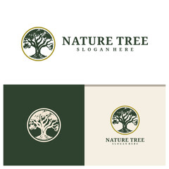 Tree logo design vector. Nature trees vector illustration. Oak tree logo concept