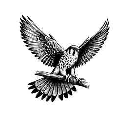 American Kestrel falcon hand drawn vector illustration