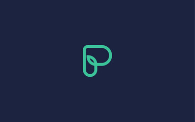 letter p with leaves logo icon design vector design template inspiration