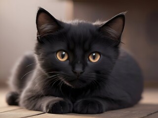 Black Cat Animal Realistic Photo Illustration Art