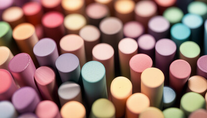 colored pastel crayons, isolated white background
