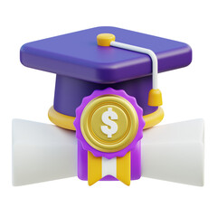 3D Educational Investment Concept with Graduation Cap