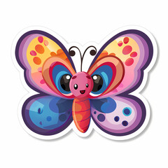 Obraz premium Cute butterfly cartoon on a White Canvas Sticker,vector image
