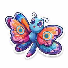 Obraz premium Cute butterfly cartoon on a White Canvas Sticker,vector image