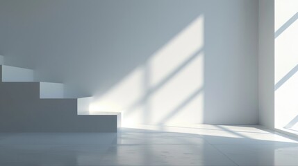 Fototapeta premium A white staircase is in front of a window