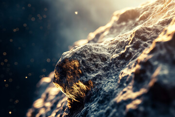 macro shot of rocks and asteroids