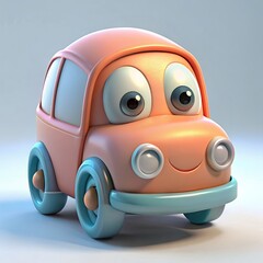 Car emoji character with eyes in 3d render. Generative AI