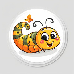 Obraz premium Cute caterpillar cartoon on a White Canvas Sticker,vector image