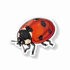 Fototapeta premium Cute Ladybug cartoon on a White Canvas Sticker,vector image