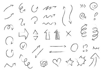 シンプルな手描き矢印のアイコンセット