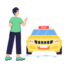 Trendy flat illustration of hail taxi 
