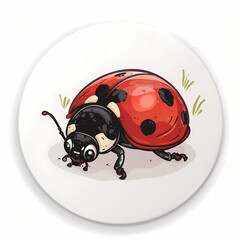 Fototapeta premium Cute Ladybug cartoon on a White Canvas Sticker,vector image