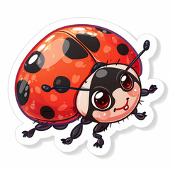 Obraz premium Cute Ladybug cartoon on a White Canvas Sticker,vector image