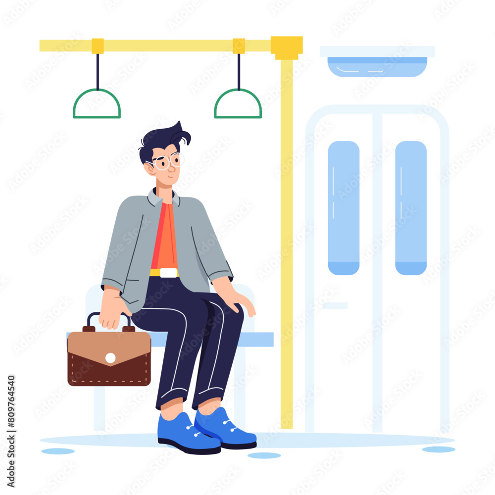 Sticker a flat style illustration of subway travel