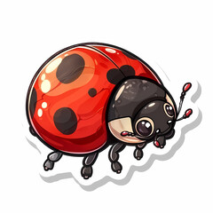 Fototapeta premium Cute Ladybug cartoon on a White Canvas Sticker,vector image