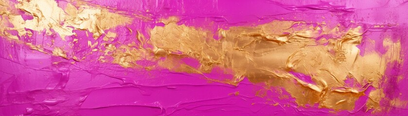 Pink and gold abstract painting with a rough texture. , background