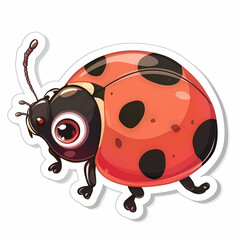 Obraz premium Cute Ladybug cartoon on a White Canvas Sticker,vector image