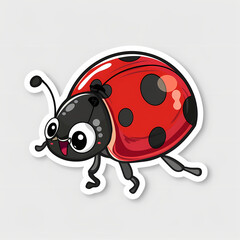 Obraz premium Cute Ladybug cartoon on a White Canvas Sticker,vector image