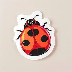 Fototapeta premium Cute Ladybug cartoon on a White Canvas Sticker,vector image