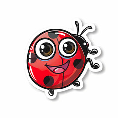 Obraz premium Cute Ladybug cartoon on a White Canvas Sticker,vector image