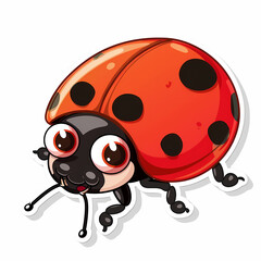 Fototapeta premium Cute Ladybug cartoon on a White Canvas Sticker,vector image