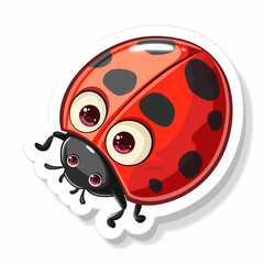 Obraz premium Cute Ladybug cartoon on a White Canvas Sticker,vector image