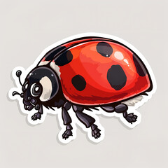 Obraz premium Cute Ladybug cartoon on a White Canvas Sticker,vector image