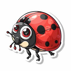 Obraz premium Cute Ladybug cartoon on a White Canvas Sticker,vector image