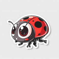 Fototapeta premium Cute Ladybug cartoon on a White Canvas Sticker,vector image