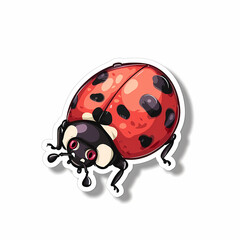 Fototapeta premium Cute Ladybug cartoon on a White Canvas Sticker,vector image