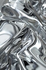 A shiny silver fabric with a wave pattern