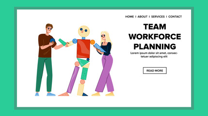 strategy team workforce planning vector. productivity efficiency, communication diversity, training development strategy team workforce planning web flat cartoon illustration