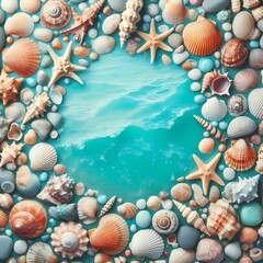 Obraz premium background with seashells in sea, generative ai