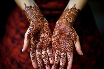 Henna designs on hands, a traditional part of Islamic New Year preparations.