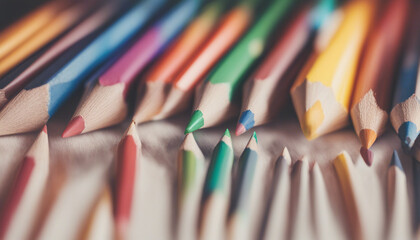 colored pencils lined up next to each other, isolated white background

 - Powered by Adobe