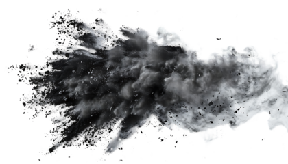 Black Chalk Explosion Isolated on White Background